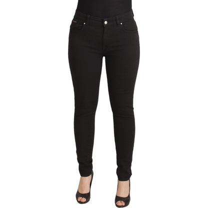 Dolce & Gabbana Black Mid Waist Skinny Denim Cotton Jeans
