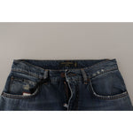 Dolce & Gabbana Blue Denim Baroque Heart Logo Patch Pants Jeans PAN73048 - 38