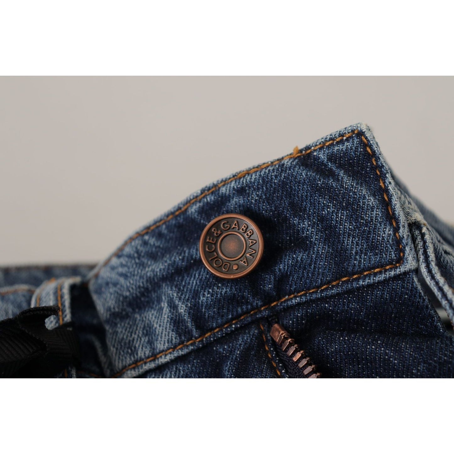 Dolce & Gabbana Blue Denim Baroque Heart Logo Patch Pants Jeans PAN73048 - 38