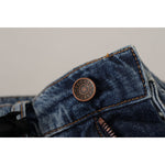 Dolce & Gabbana Blue Denim Baroque Heart Logo Patch Pants Jeans PAN73048 - 38