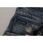 Dolce & Gabbana Blue Denim Baroque Heart Logo Patch Pants Jeans PAN73048 - 38