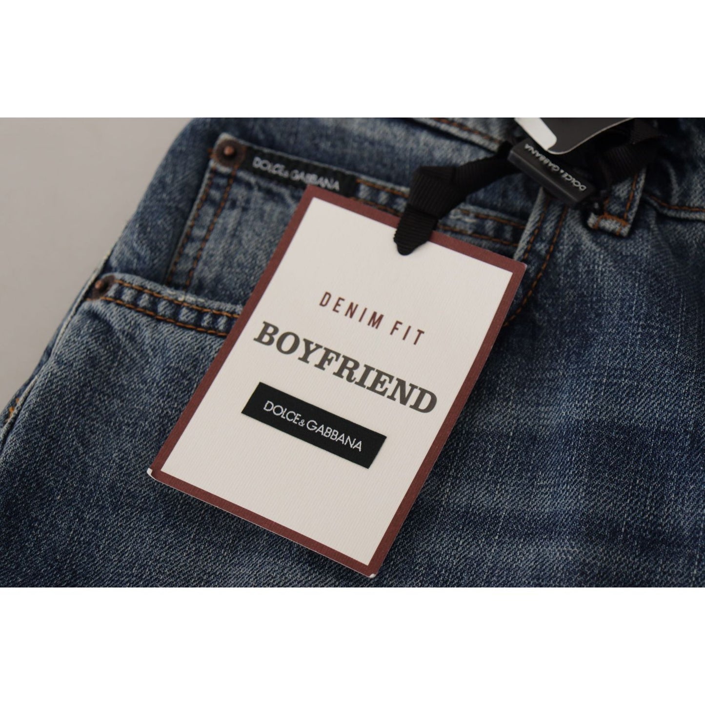 Dolce & Gabbana Blue Denim Baroque Heart Logo Patch Pants Jeans PAN73048 - 38