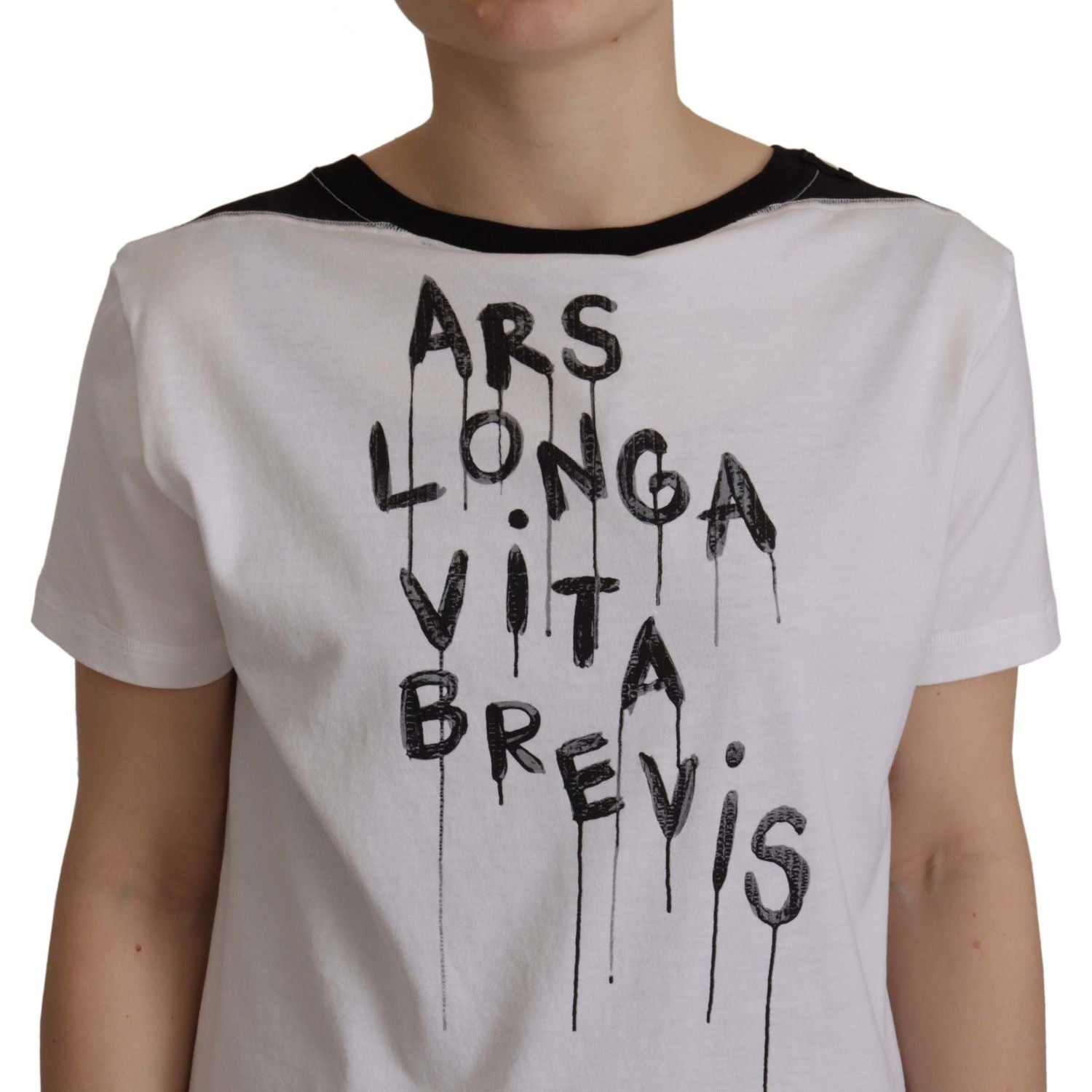 优雅圆领标语 T 恤