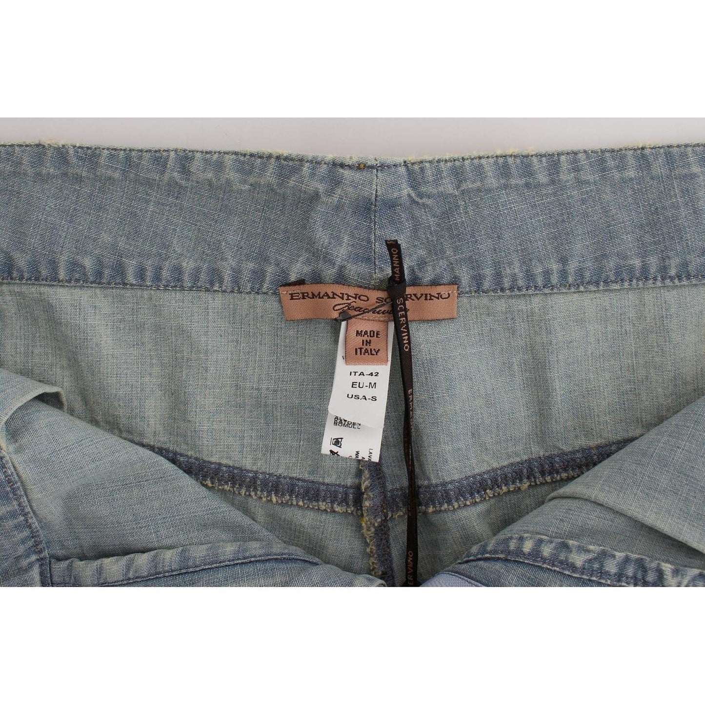 Ermanno Scervino Beachwear Blue Denim City Casual Dress Shorts SIG11498-1