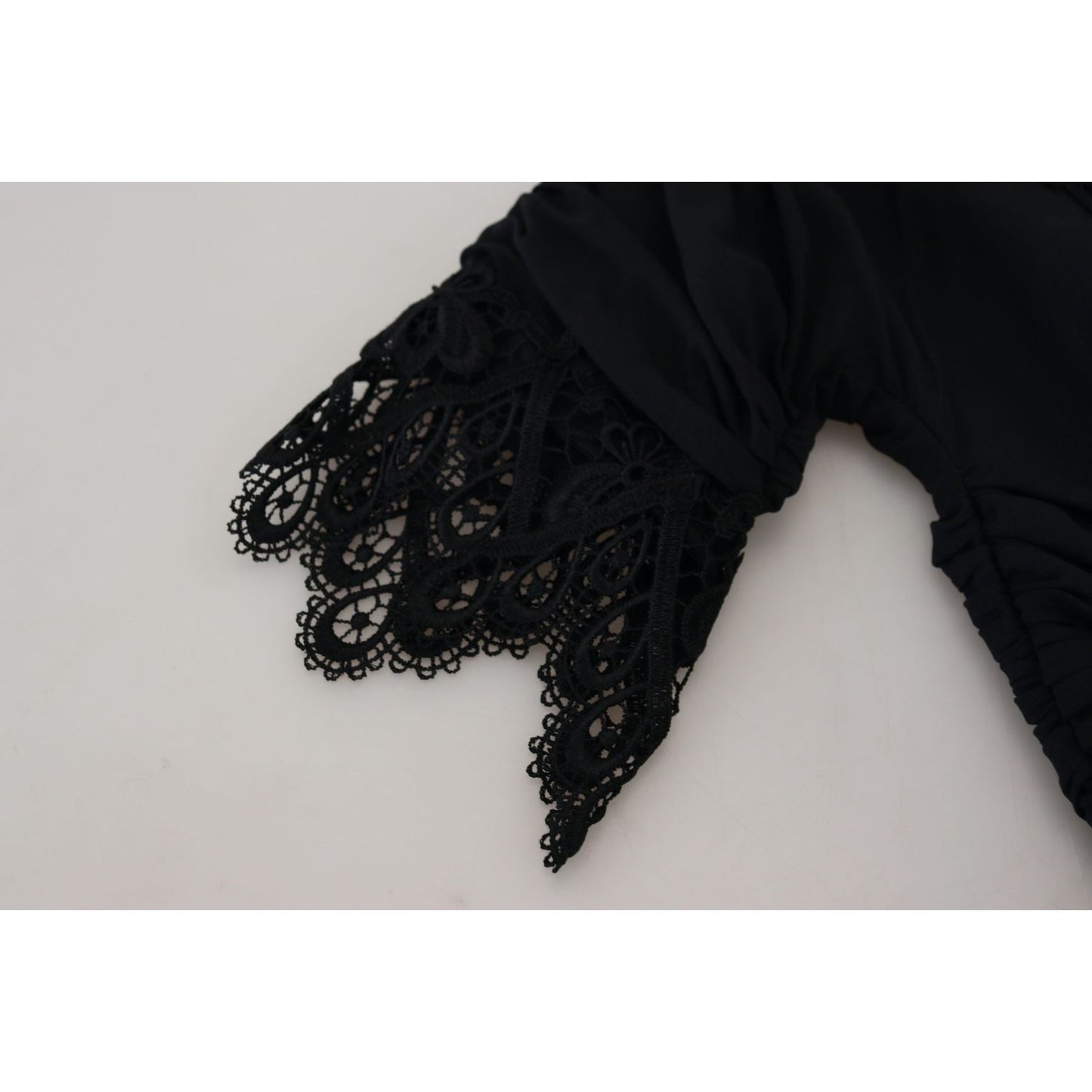 Dolce & Gabbana Black Sheath Midi Bodycon Lace Silk Dress DR28811- 36
