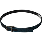 Dolce & Gabbana Blue Jacquard Moire Silver Metal Belt Men BEL8917 - 90