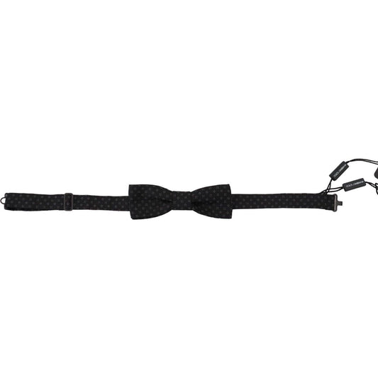 Dolce & Gabbana Black Pattern Silk Adjustable Neck Papillon Bow Tie KRA3201