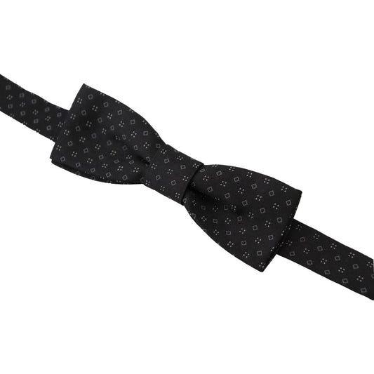 Dolce & Gabbana Black Pattern Silk Adjustable Neck Papillon Bow Tie KRA3201