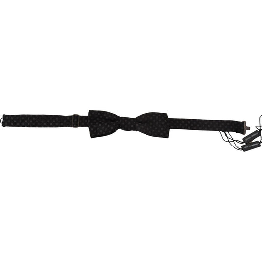 Dolce & Gabbana Black Silk Patterned Necktie Men Accessory Bow Tie KRA3764