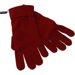 Dolce & Gabbana Red 100% Cashmere Knit Hands Mitten Mens Gloves LB3090 - 9