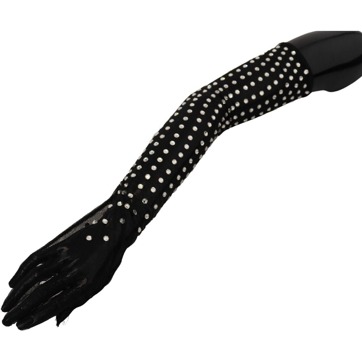 优雅的肘长黑色手套