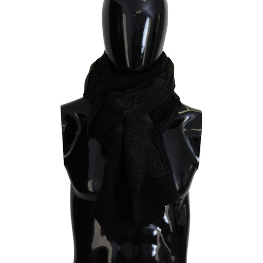 Dolce & Gabbana Black Green Knitted Men Neck Wrap Shawl Scarf MS6825