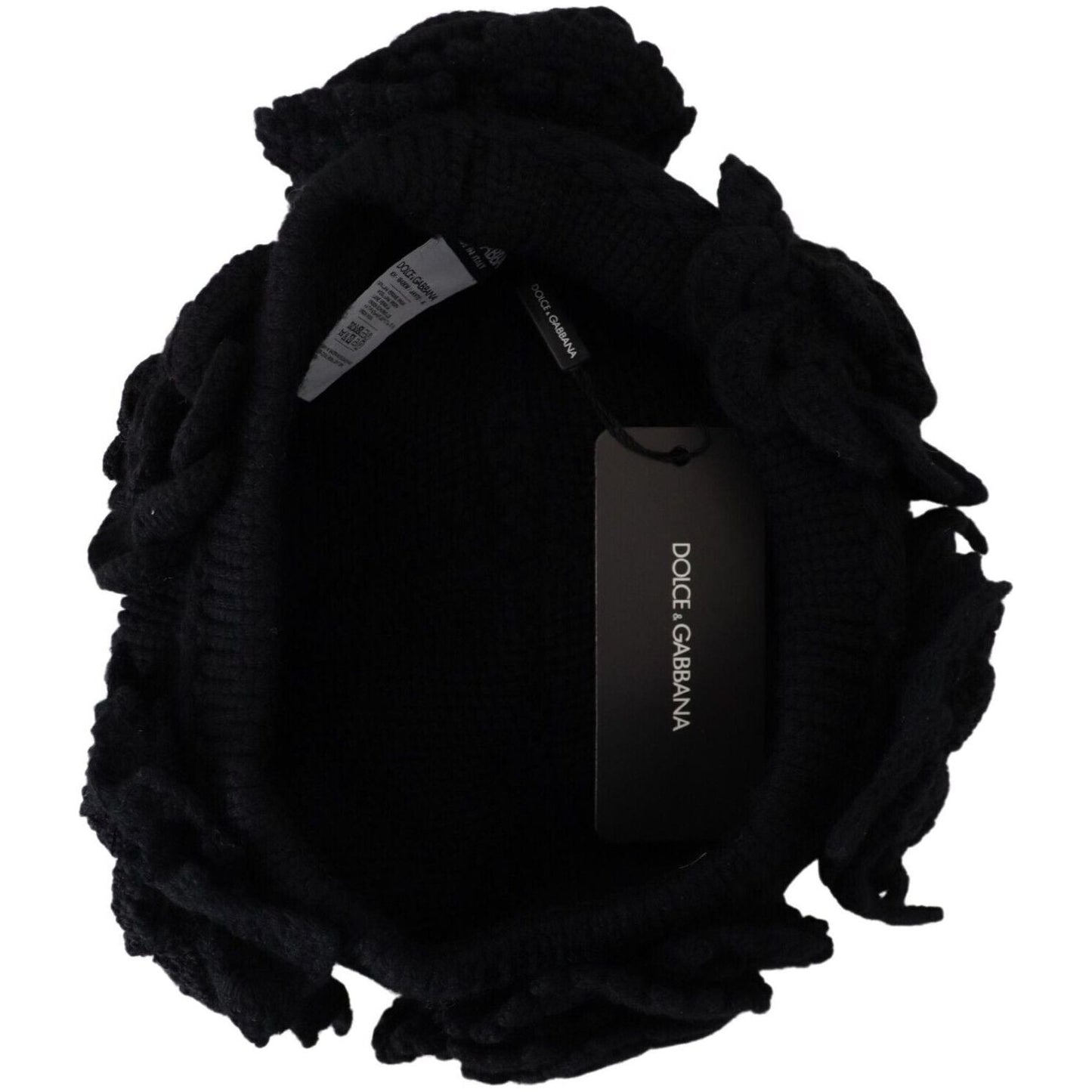 Dolce & Gabbana Black Wool Knit Winter Beanie Hat HAT9377