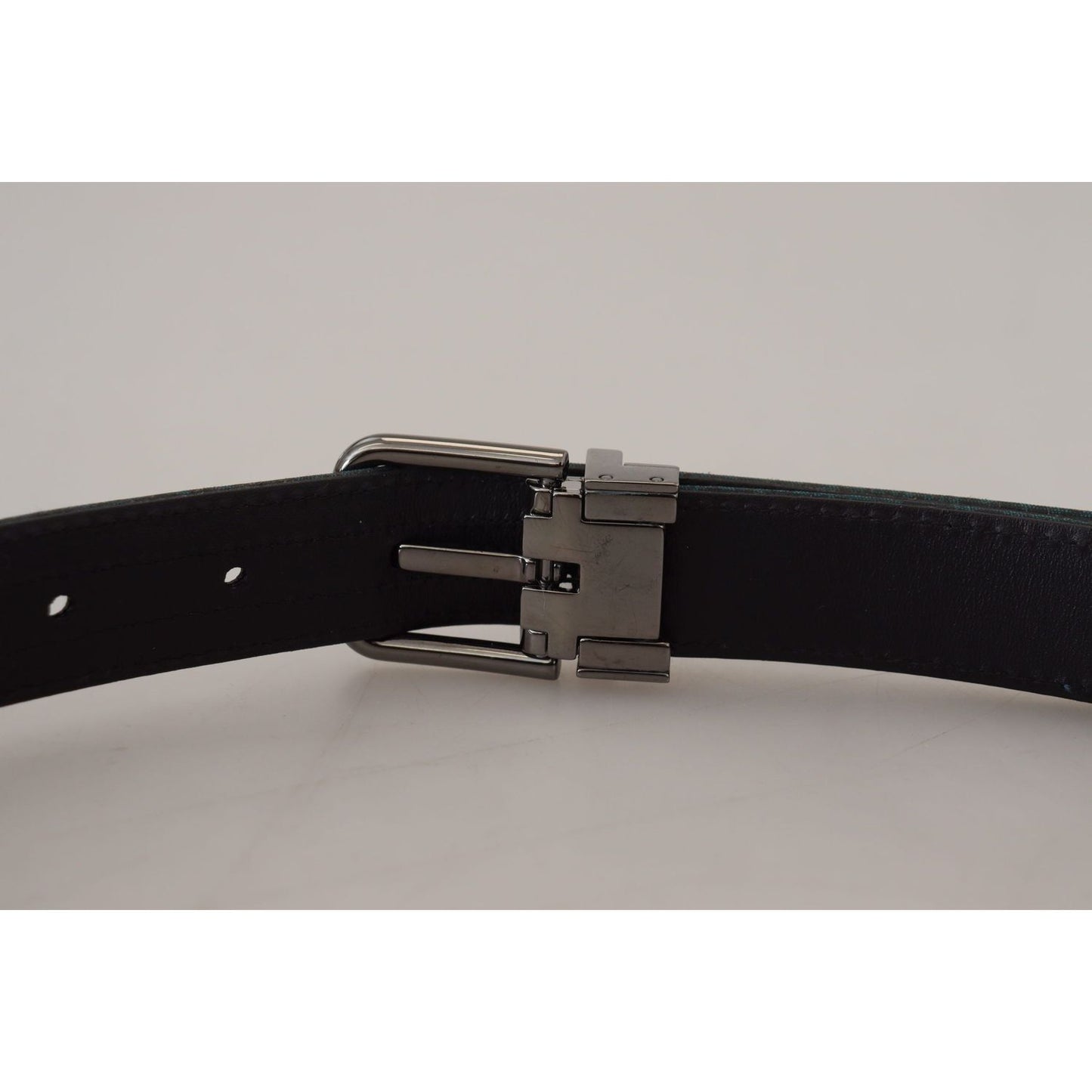Dolce & Gabbana Blue Jacquard Moire Silver Metal Belt Men BEL8917 - 90
