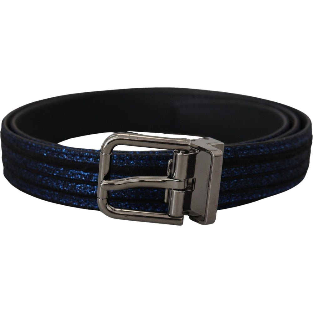 Dolce & Gabbana Blue Jacquard Stripe Silver Buckle Belt BEL8977- 90