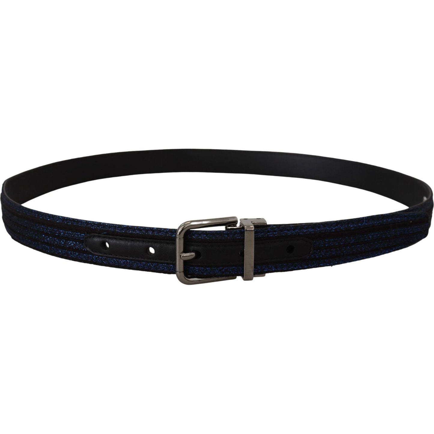Dolce & Gabbana Blue Jacquard Stripe Silver Buckle Belt BEL8977- 90