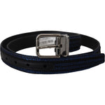 Dolce & Gabbana Blue Jacquard Stripe Silver Buckle Belt BEL8977- 90