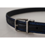 Dolce & Gabbana Blue Jacquard Stripe Silver Buckle Belt BEL8977- 90
