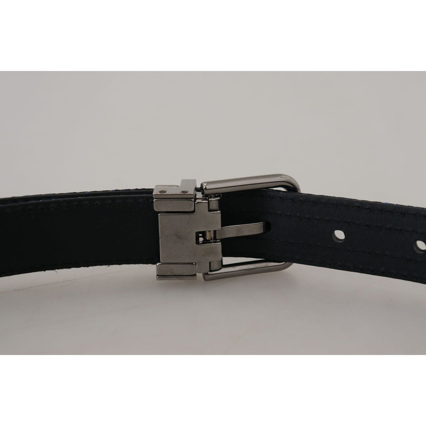 Dolce & Gabbana Blue Jacquard Stripe Silver Buckle Belt BEL8977- 90