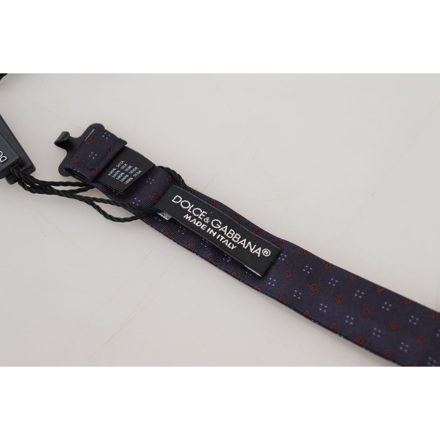Dolce & Gabbana Blue Pattern Silk Adjustable Neck Papillon Bow Tie KRA3202