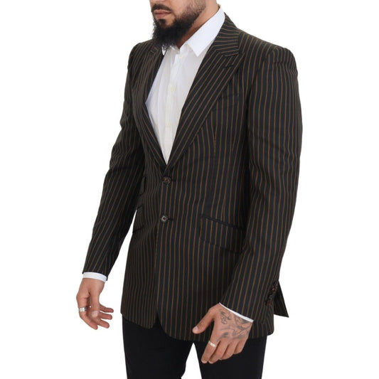 Dolce & Gabbana Black Brown Stripes Single Breasted Blazer JKT3440 - 48