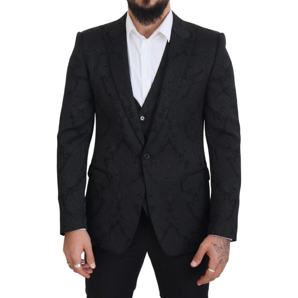 Dolce & Gabbana Black Floral Brocade 2 Piece MARTINI Suit JKT3460 - 50