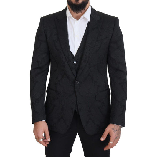 Dolce & Gabbana Black Floral Brocade 2 Piece MARTINI Suit JKT3460 - 50