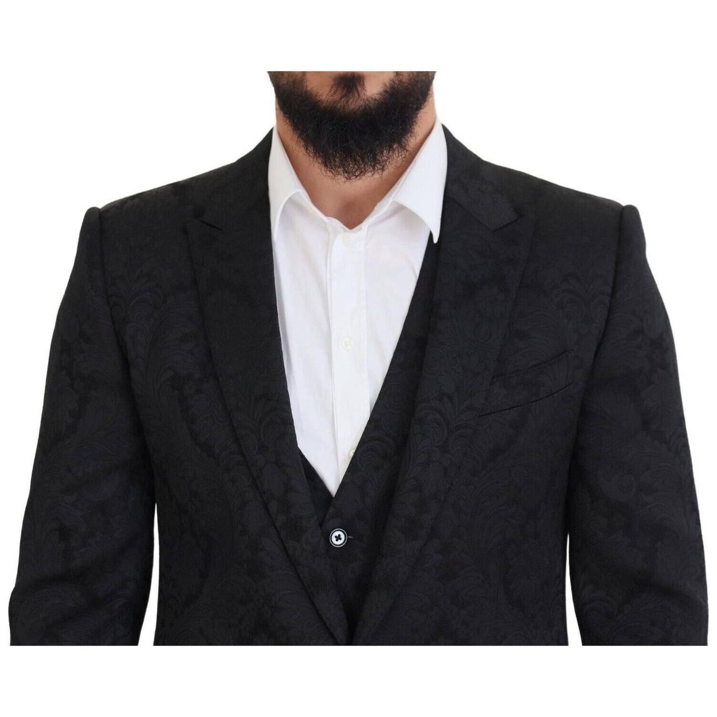 Dolce & Gabbana Black Floral Brocade 2 Piece MARTINI Suit JKT3460 - 50