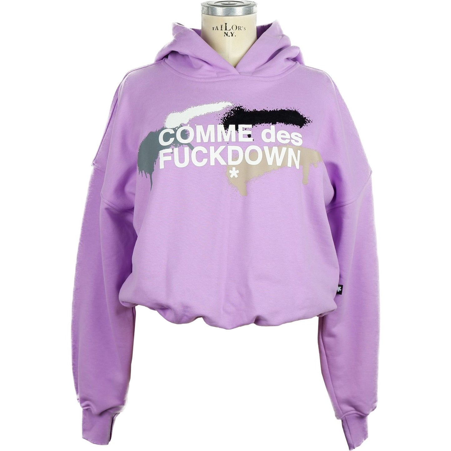 Comme Des Fuckdown Chic Purple Hooded Sweatshirt with Logo Print CO-10011-S