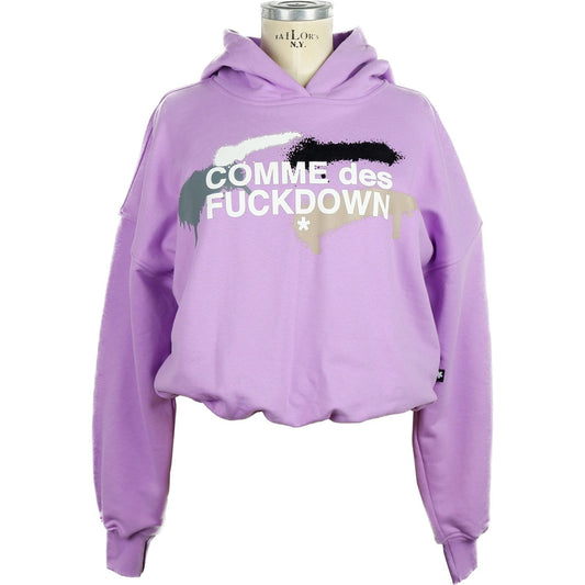 Comme Des Fuckdown Chic Purple Hooded Sweatshirt with Logo Print CO-10011-S