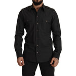Dolce & Gabbana Dark Green Cotton Slim Fit Casual Men Shirt TSH82929- 40