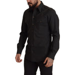 Dolce & Gabbana Dark Green Cotton Slim Fit Casual Men Shirt TSH82929- 40