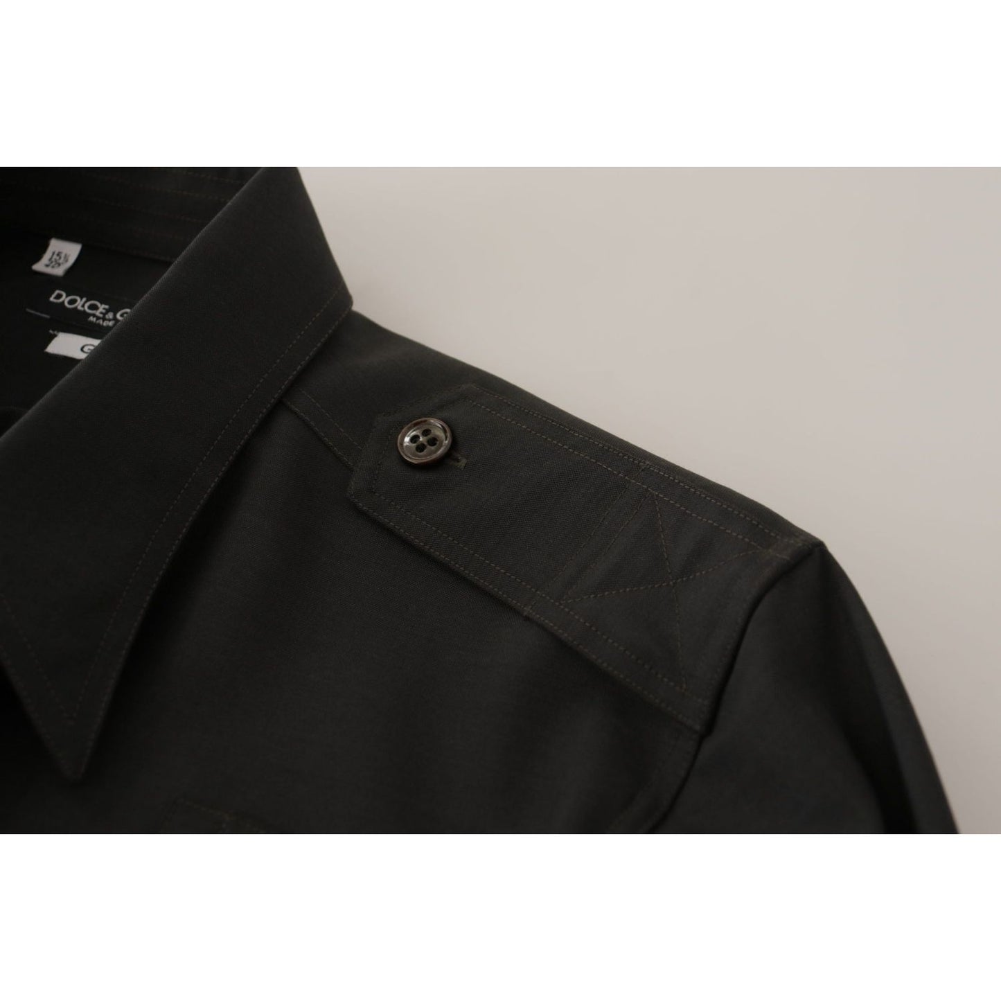 Dolce & Gabbana Dark Green Cotton Slim Fit Casual Men Shirt TSH82929- 40
