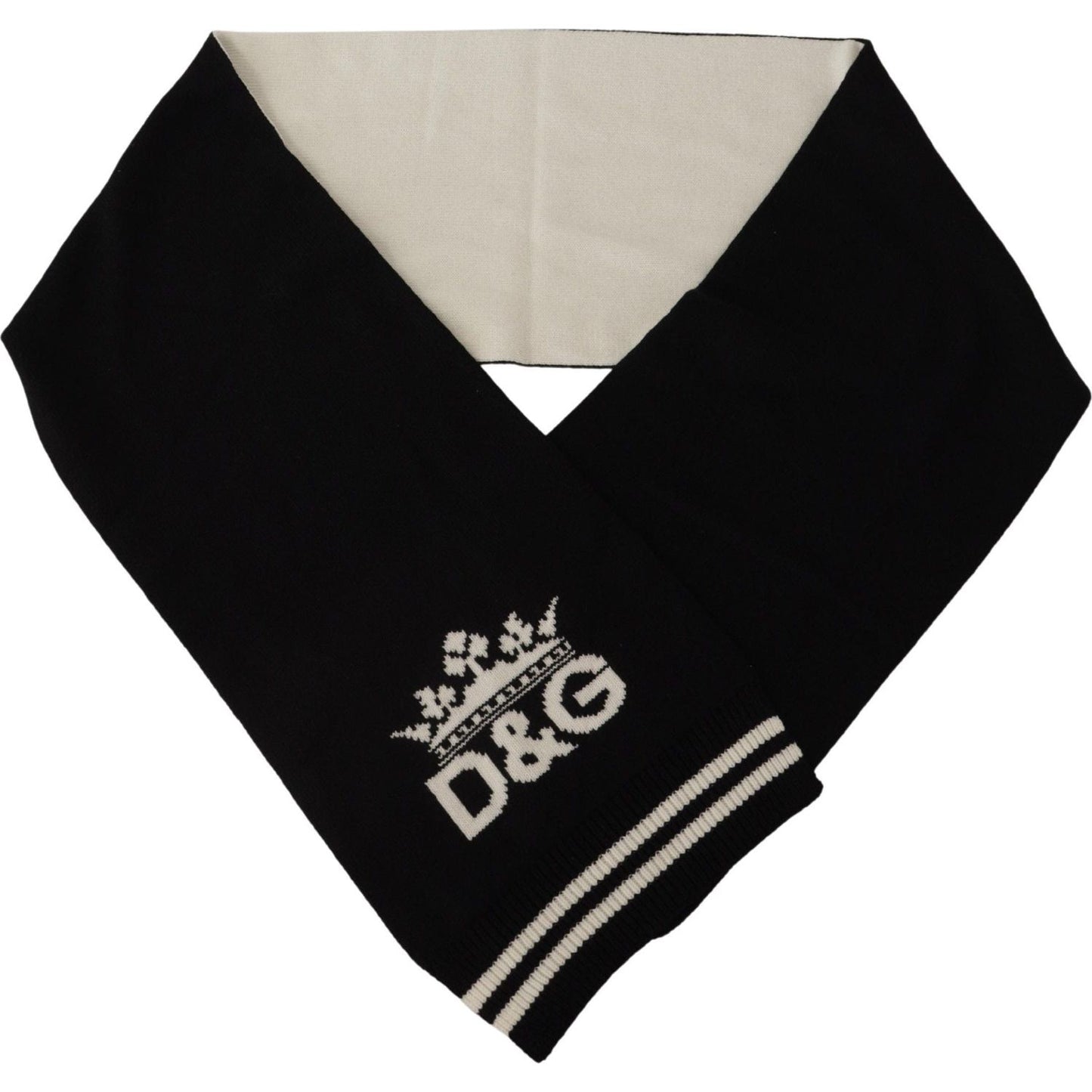 Dolce & Gabbana Black White Cotton DG Printed Cashmere Shawl Scarf MS6156