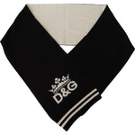 Dolce & Gabbana Black White Cotton DG Printed Cashmere Shawl Scarf MS6156