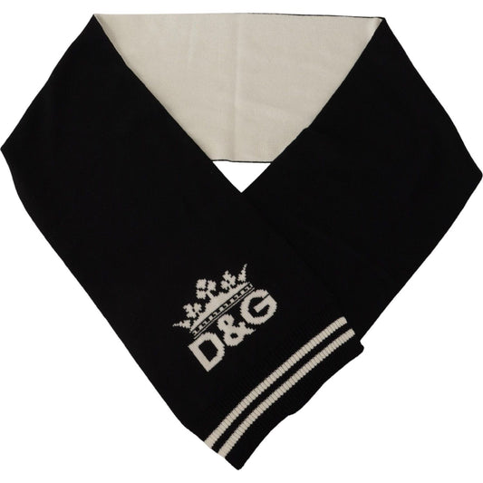 Dolce & Gabbana Black White Cotton DG Printed Cashmere Shawl Scarf MS6156