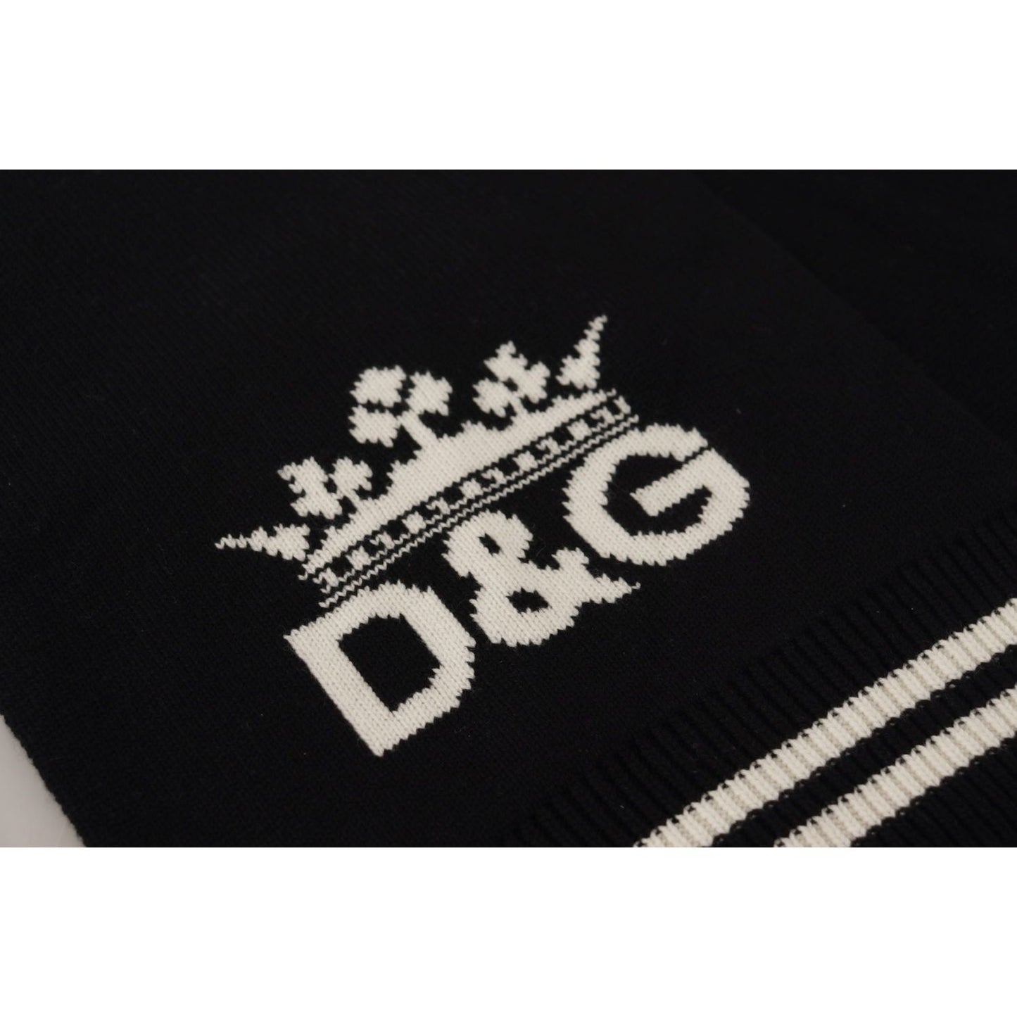 Dolce & Gabbana Black White Cotton DG Printed Cashmere Shawl Scarf MS6156