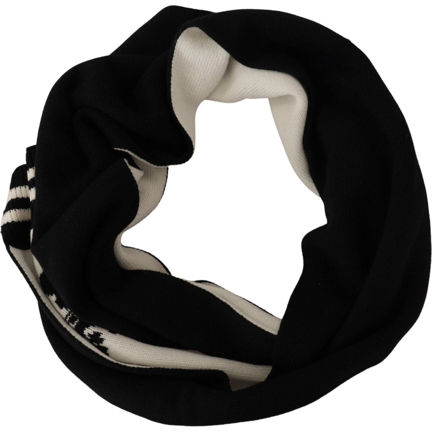 Dolce & Gabbana Black White Cotton DG Printed Cashmere Shawl Scarf MS6156
