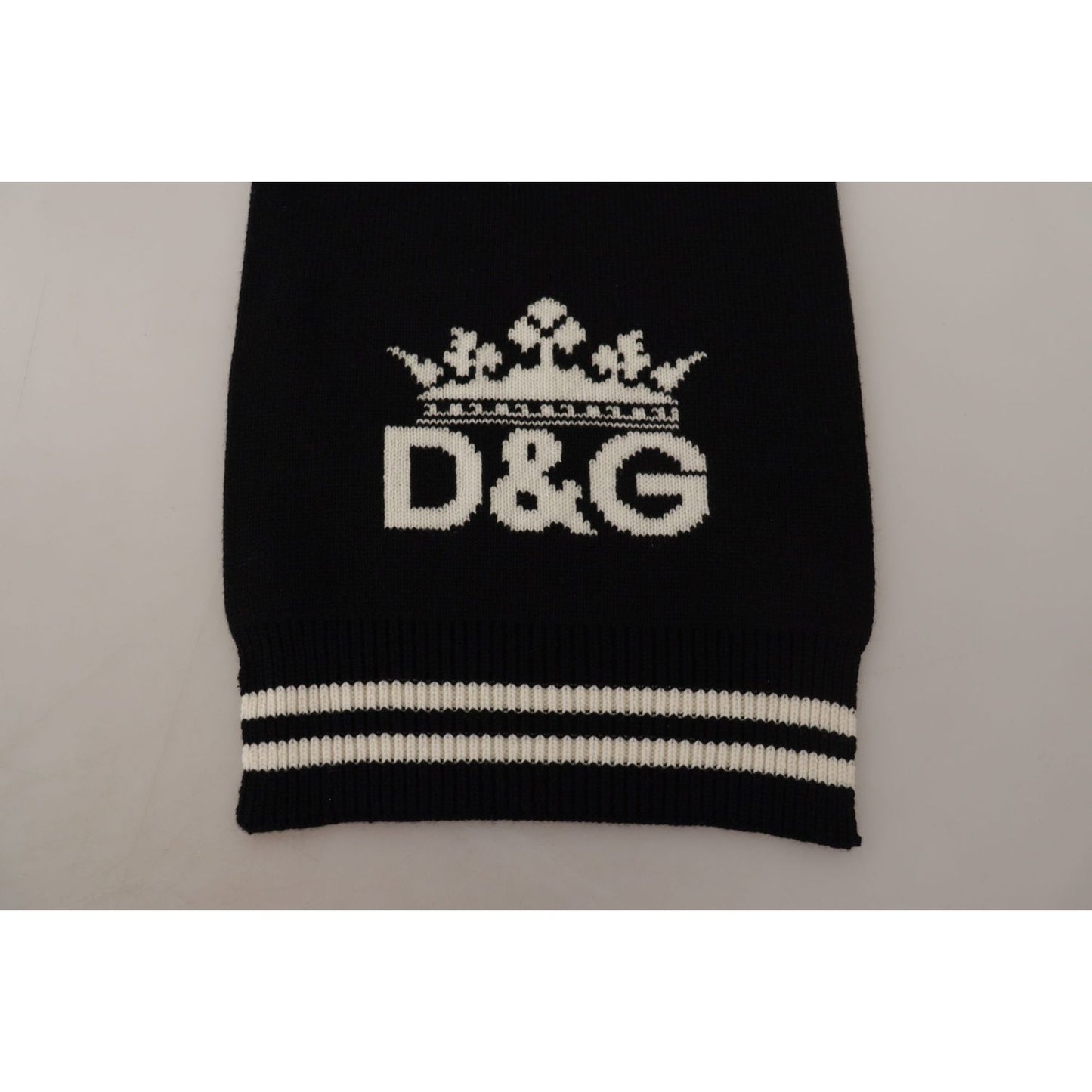 Dolce & Gabbana Black White Cotton DG Printed Cashmere Shawl Scarf MS6156