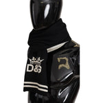 Dolce & Gabbana Black White Cotton DG Printed Cashmere Shawl Scarf MS6156
