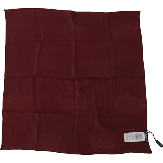 Dolce & Gabbana Maroon Silk Crown Square Wrap Handkerchief Scarf MS6179