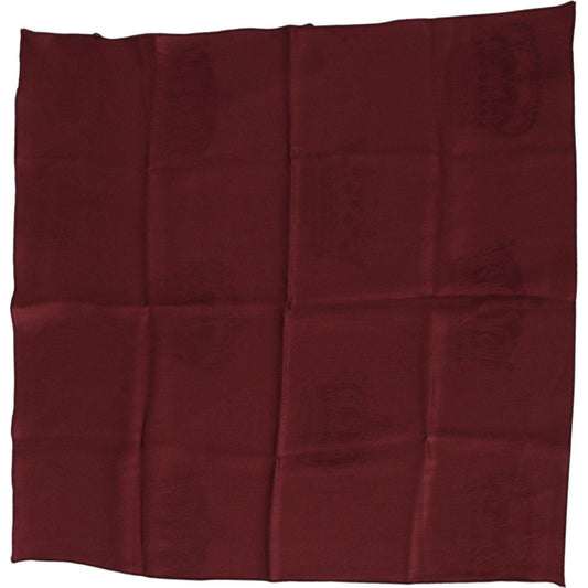 Dolce & Gabbana Maroon Silk Crown Square Wrap Handkerchief Scarf MS6179
