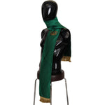 Dolce & Gabbana Green Crown Embroidered Shawl Fringe Blend Silk MS6205