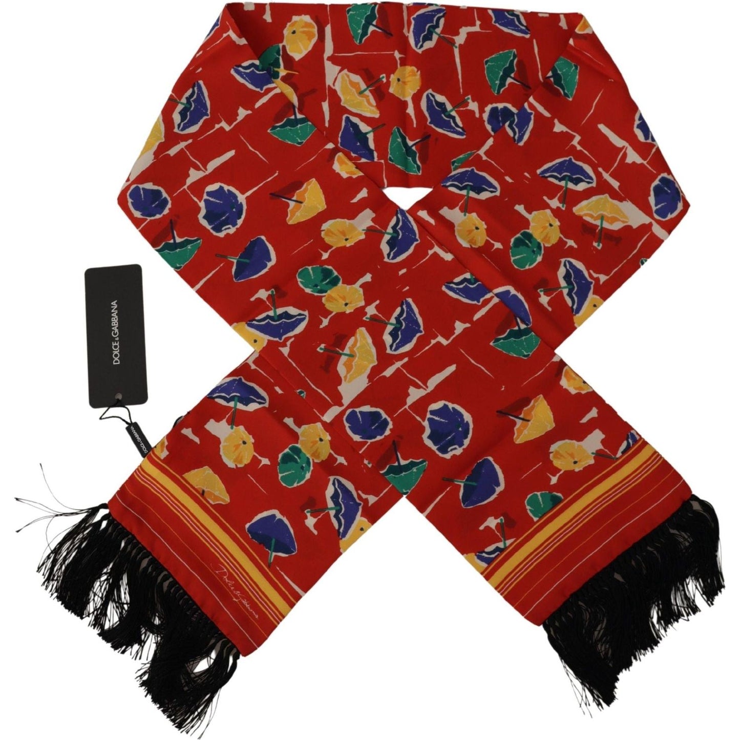 Dolce & Gabbana Multicolor DG Umbrellas Print Shawl Fringe Scarf MS6209