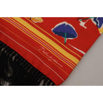 Dolce & Gabbana Multicolor DG Umbrellas Print Shawl Fringe Scarf MS6209
