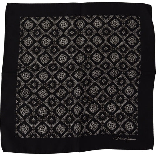 Dolce & Gabbana Black Geometric Patterned Square Handkerchief Scarf MS6260