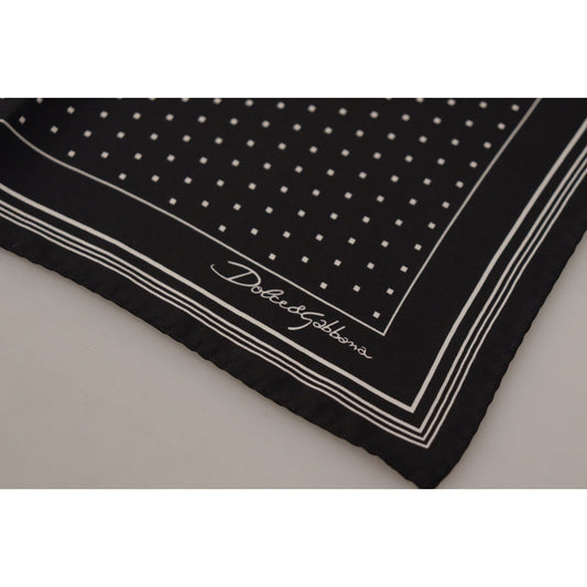 Dolce & Gabbana Black Polka Dots DG Logo Square Handkerchief MS6268