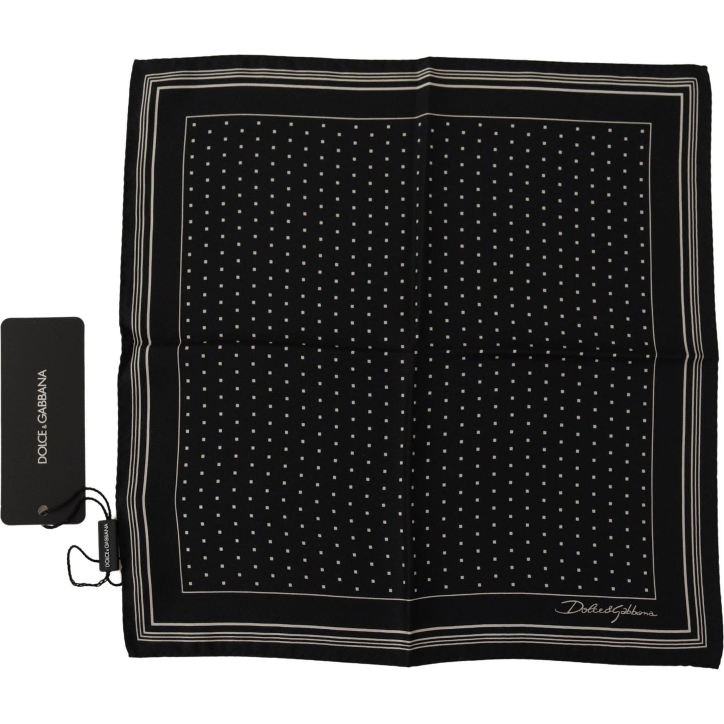 Dolce & Gabbana Black Polka Dots DG Logo Square Handkerchief MS6268