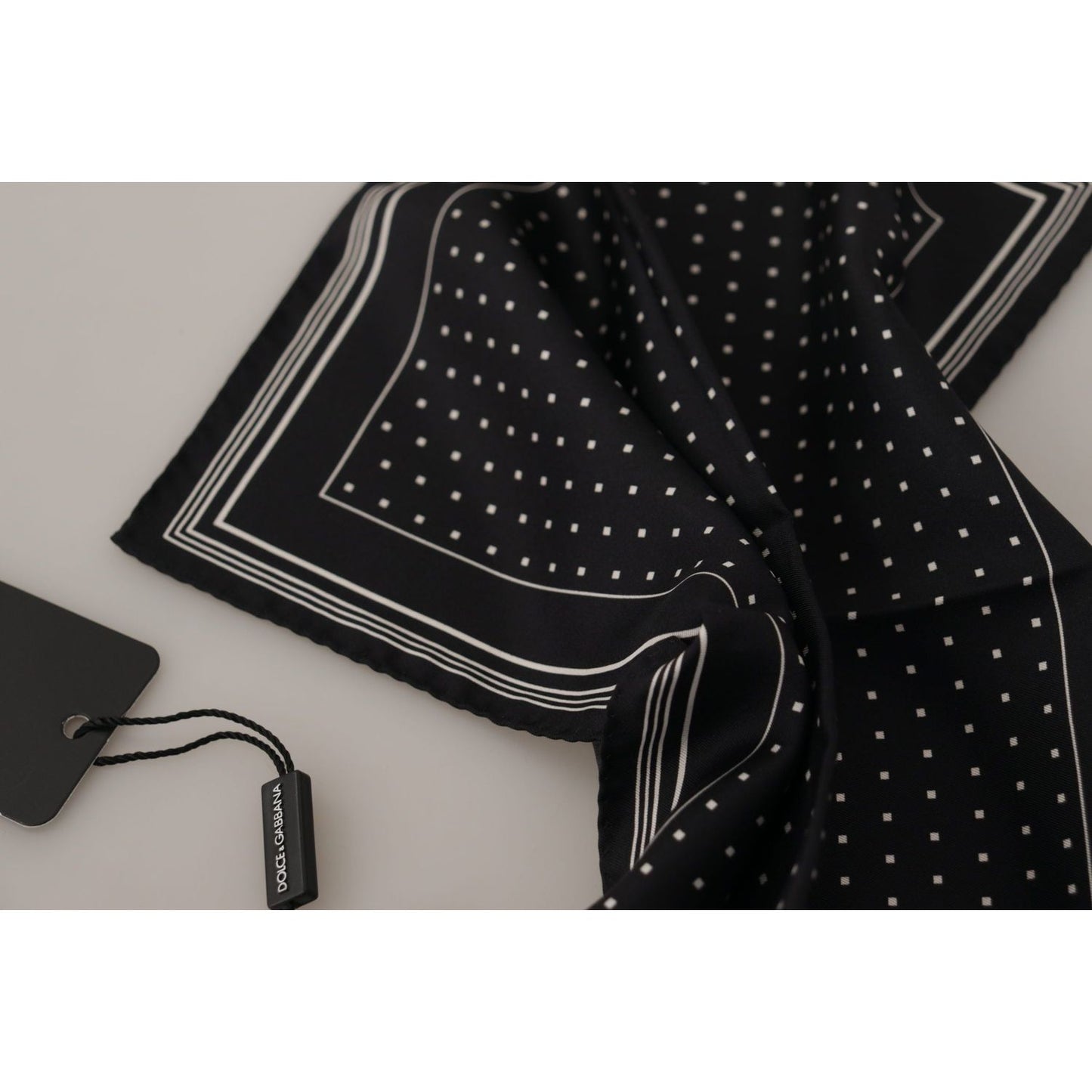 Dolce & Gabbana Black Polka Dots DG Logo Square Handkerchief MS6268