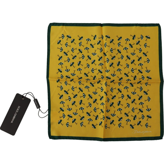 Dolce & Gabbana Yellow Printed DG Logo Square Mens Handkerchief Scarf MS6270